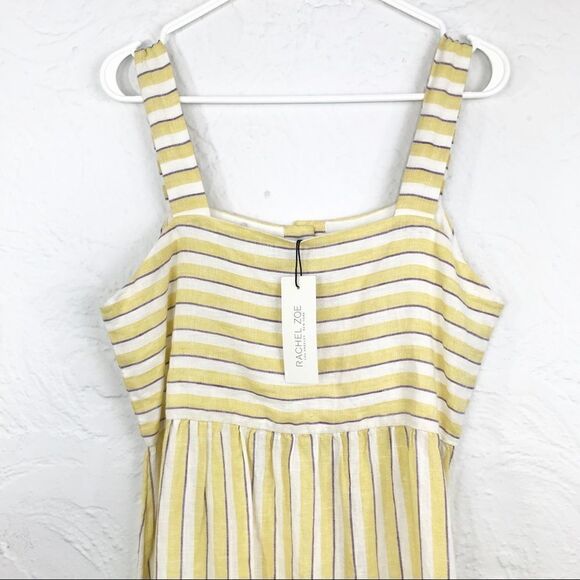 Rachel Zoe 100% Linen Yellow Stripe Dress- New with Tags - Picture 7 of 11